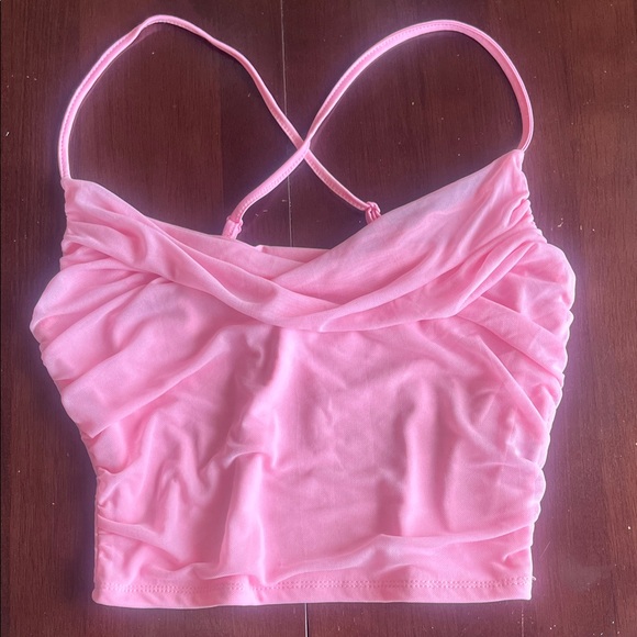 Tops - Pink Ruched Crop Top